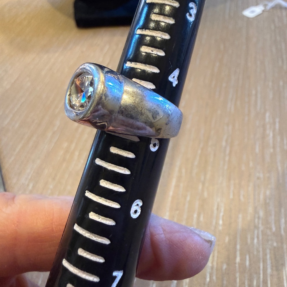 solid Sterling Silver Ring with Large CZ Gemstone… - image 2